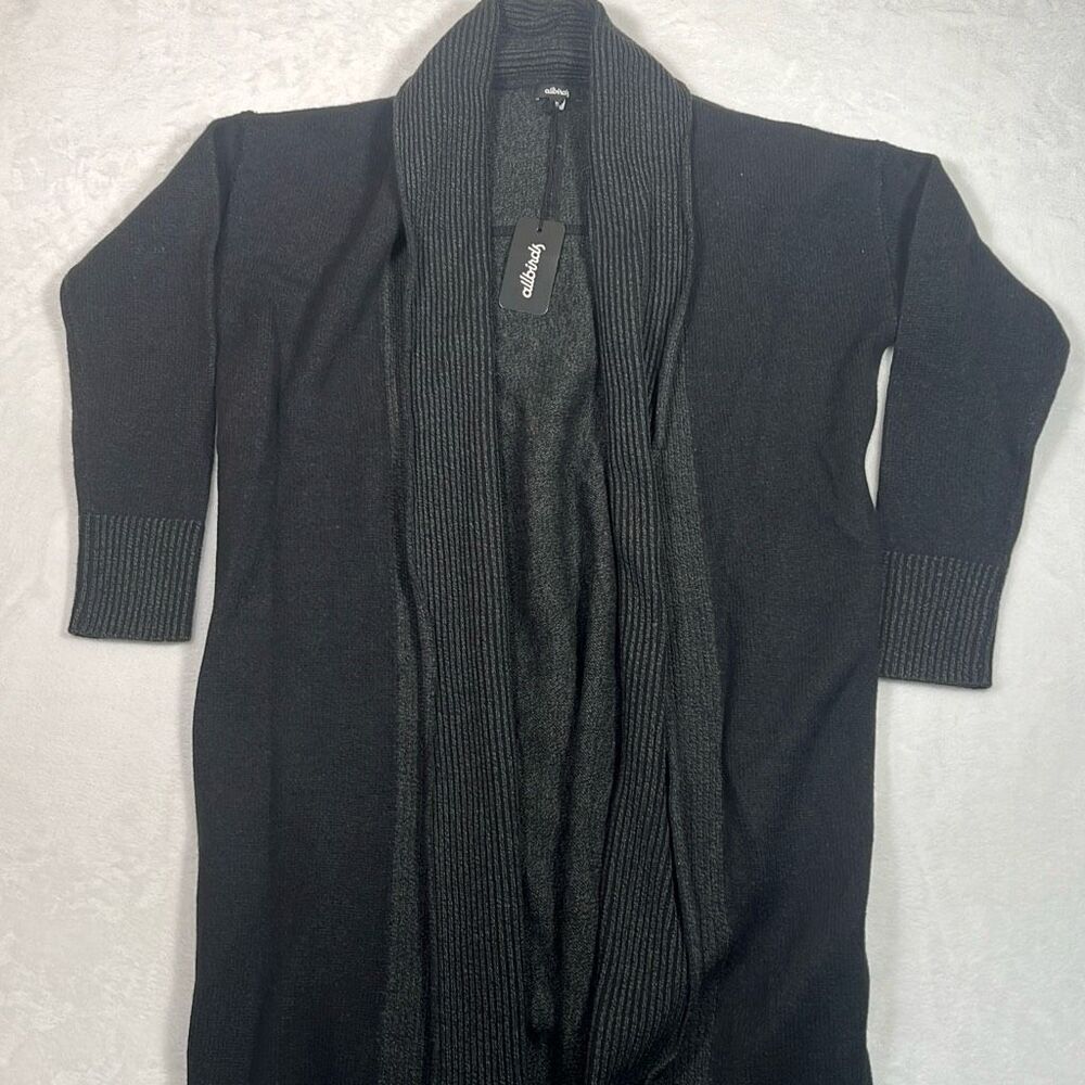 Allbirds Merino Wool‎ Long 36-38 in Black premium Cardigan NWT women Medium